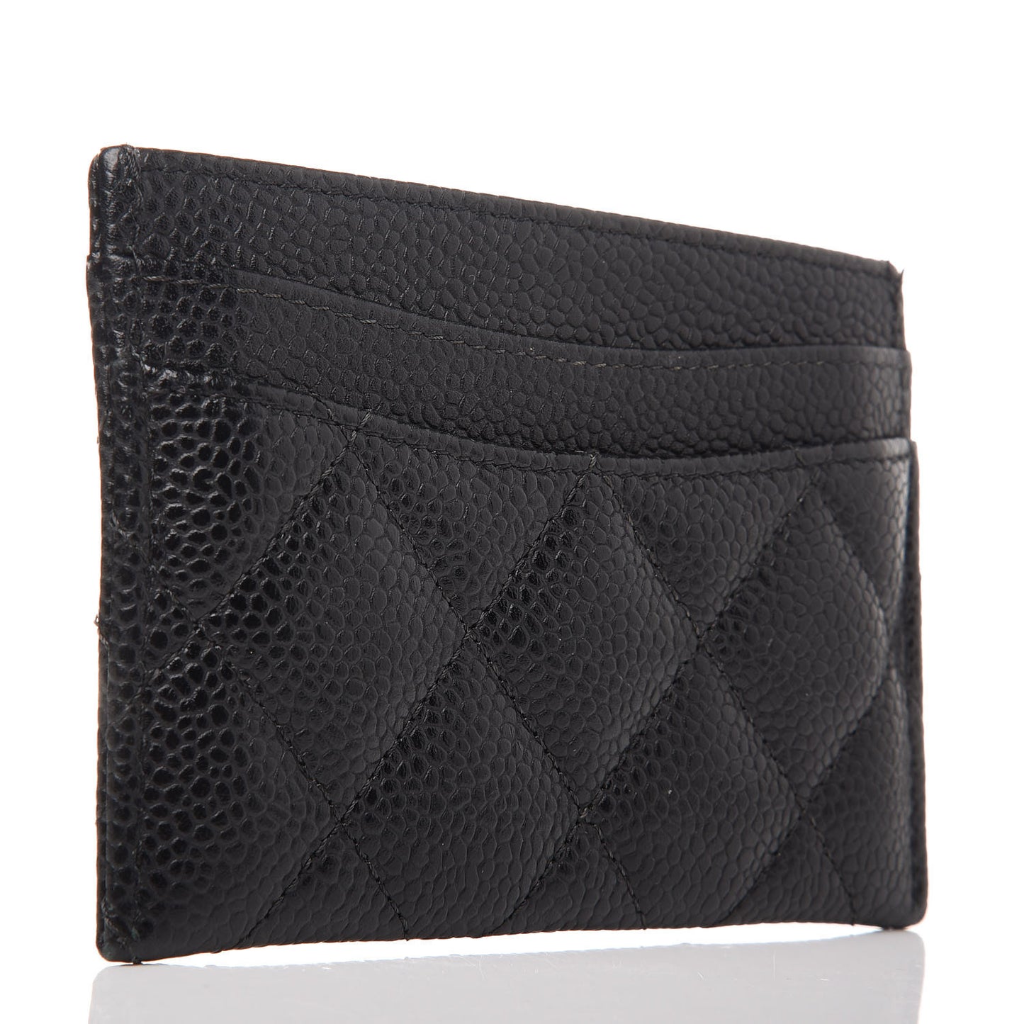 Caviar Quilted Card Holder Black