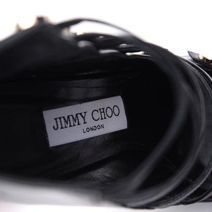 Jimmy Choo Kid Leather Venice Button Caged Ankle Boots 39 Black 8 of 10