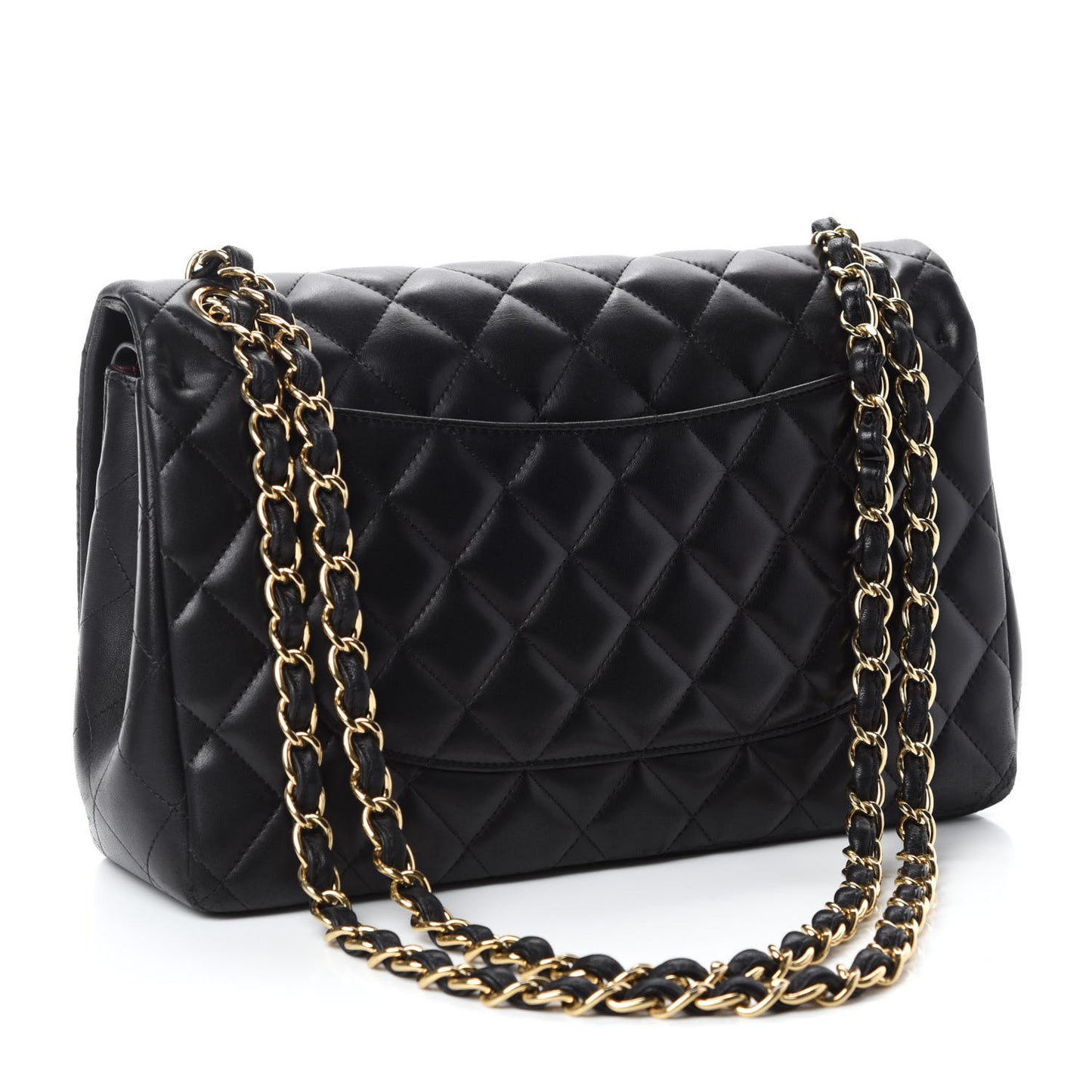 Lambskin Quilted Jumbo Double Flap Black