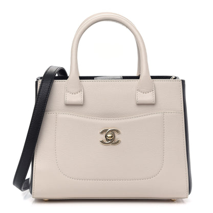 Chanel Grained Calfskin Mini Bi-Color Neo Executive Shopper Tote Beige Black 1 of 8