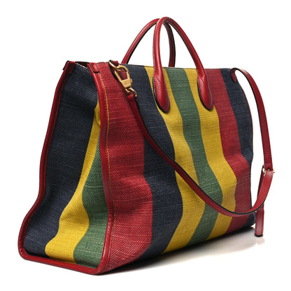 Gucci Canvas Marley Stripe Script Logo Large Gucci 100 Tote Bag Multicolor 3 of 17