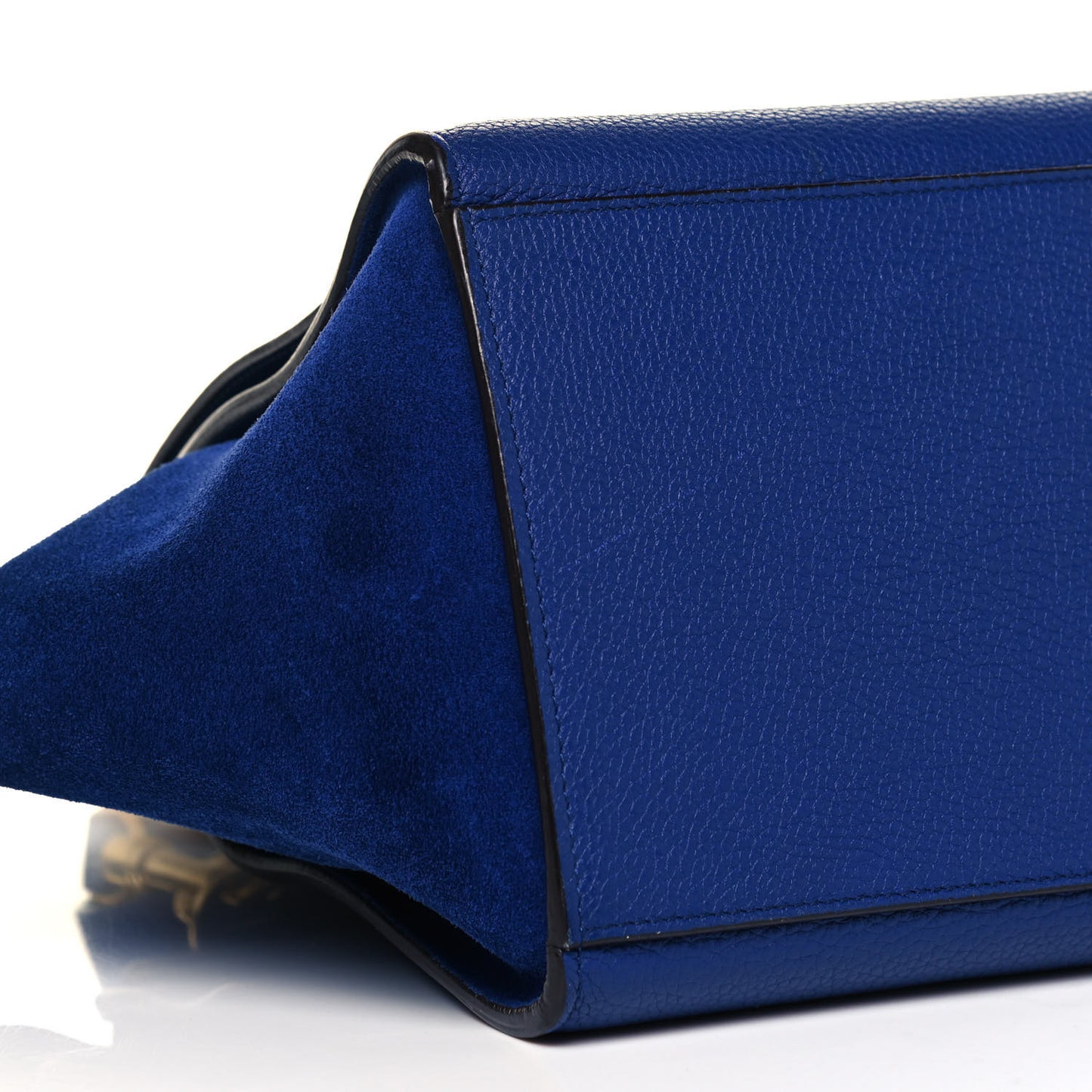 Drummed Calfskin Suede Small Trapeze Indigo