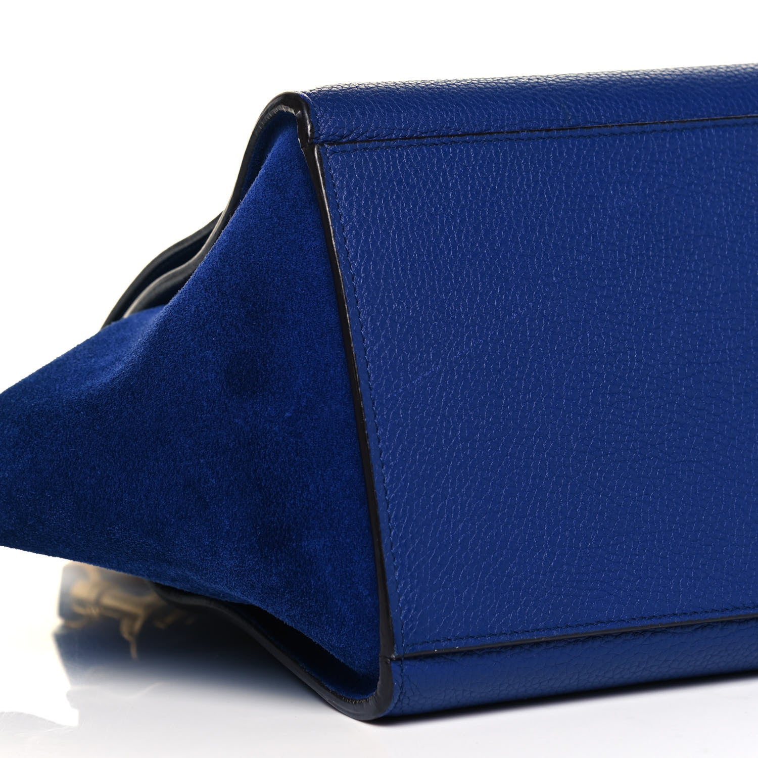 Celine Drummed Calfskin Suede Small Trapeze Indigo 8 of 9