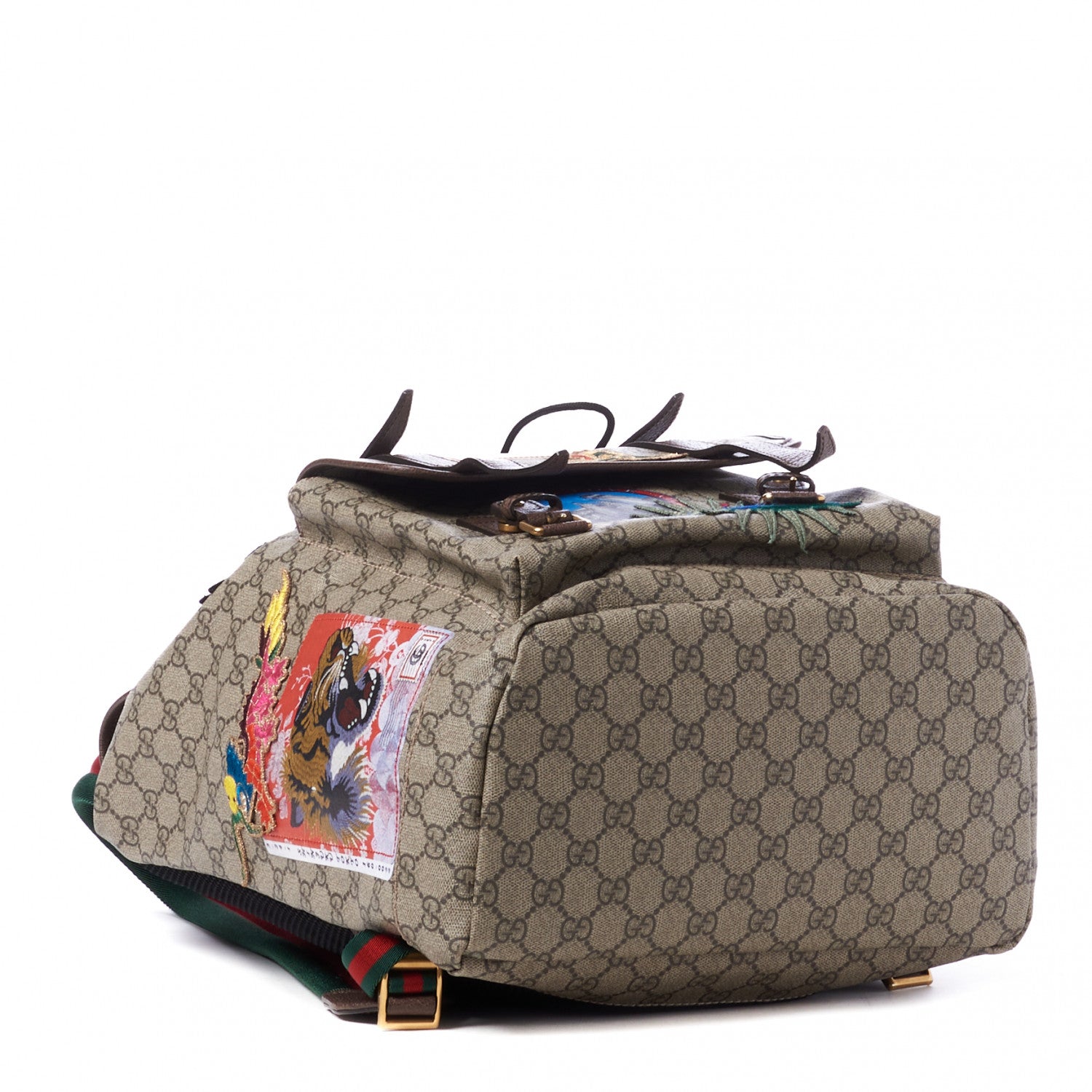 Gucci Soft GG Supreme Monogram Courrier Web Double Buckle Backpack Beige New Acero 3 of 9
