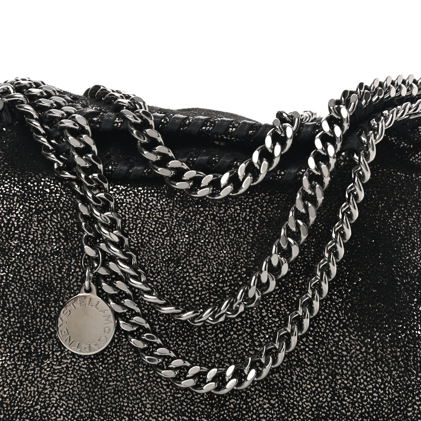 Chamois Shiny Dotted Tiny Falabella Fold Over Tote Ruthenium