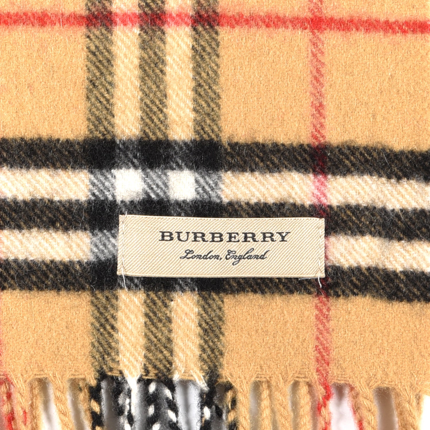 Burberry Cashmere House Check Fringe Scarf Archive Beige 5 of 5