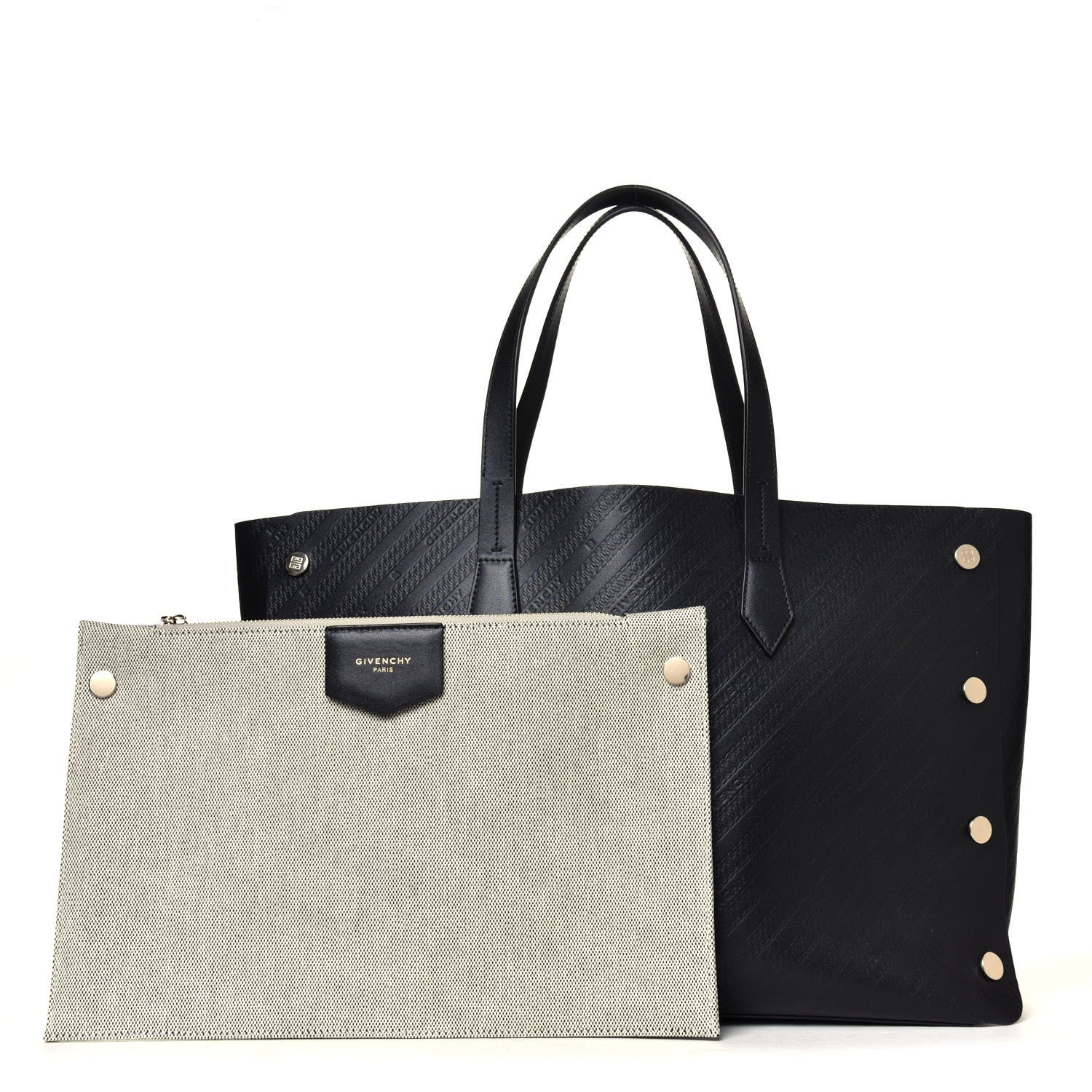 Givenchy Calfskin Chain Embossed Medium Bond Shopper Tote Black 1 of 4