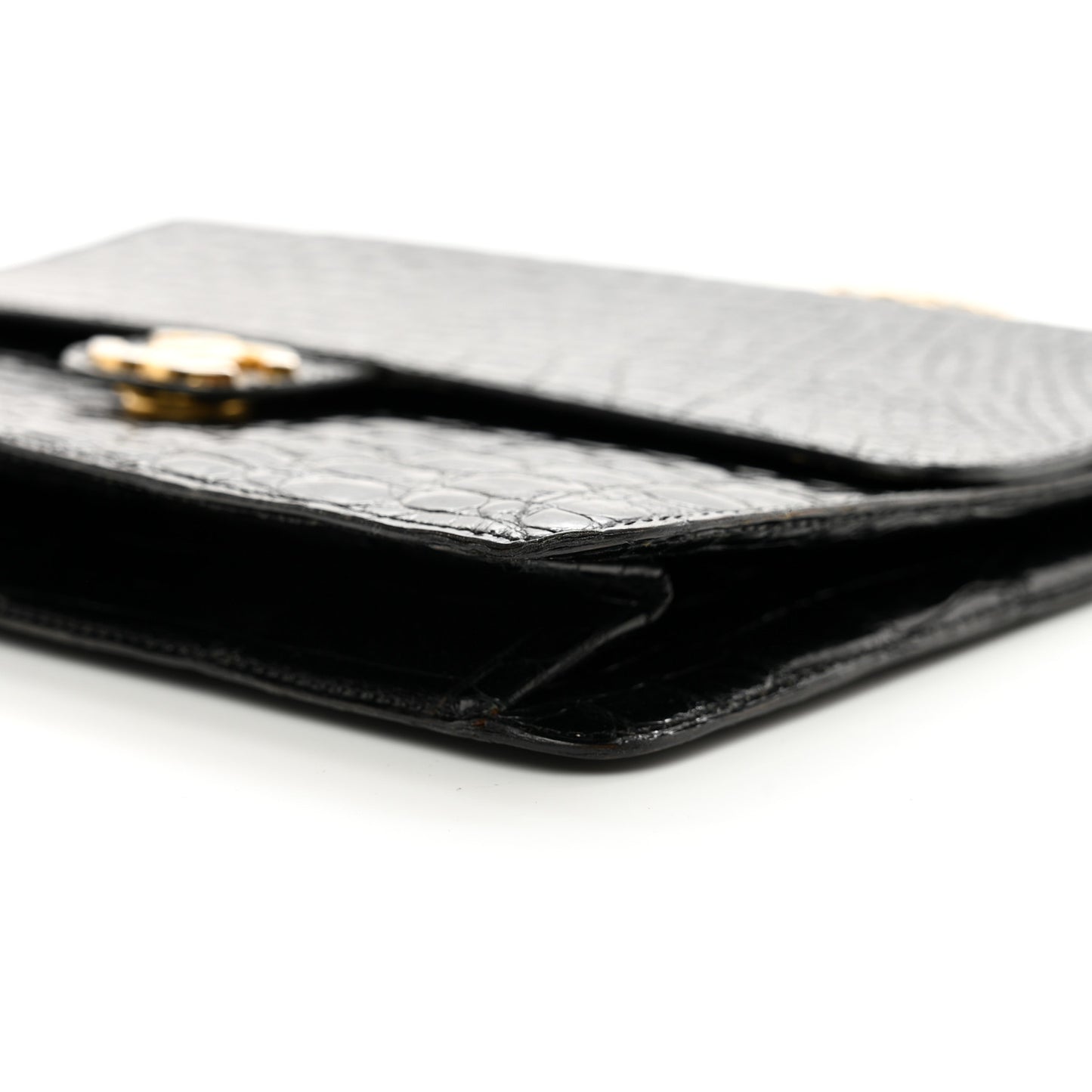 Shiny Crocodile Small Flap Black