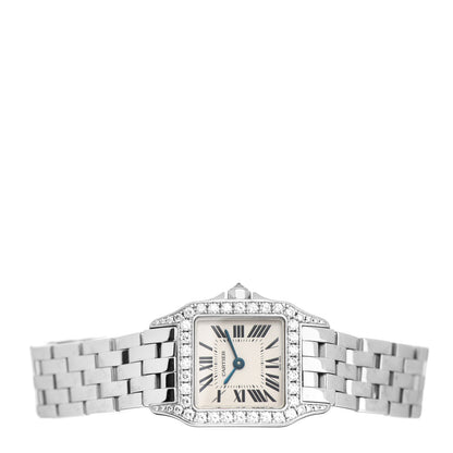 Cartier 18K White Gold Diamond 20mm Santos Demoiselle Quartz Watch 2 of 4