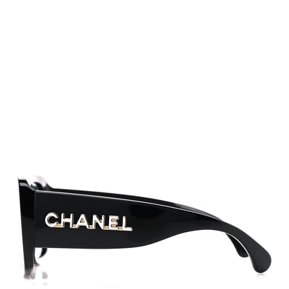 Chanel Acetate CC Logo Square Sunglasses 71472 Black 3 of 8
