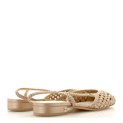 Chanel Satin Braided Slingback Flats 40.5 Beige 5 of 10