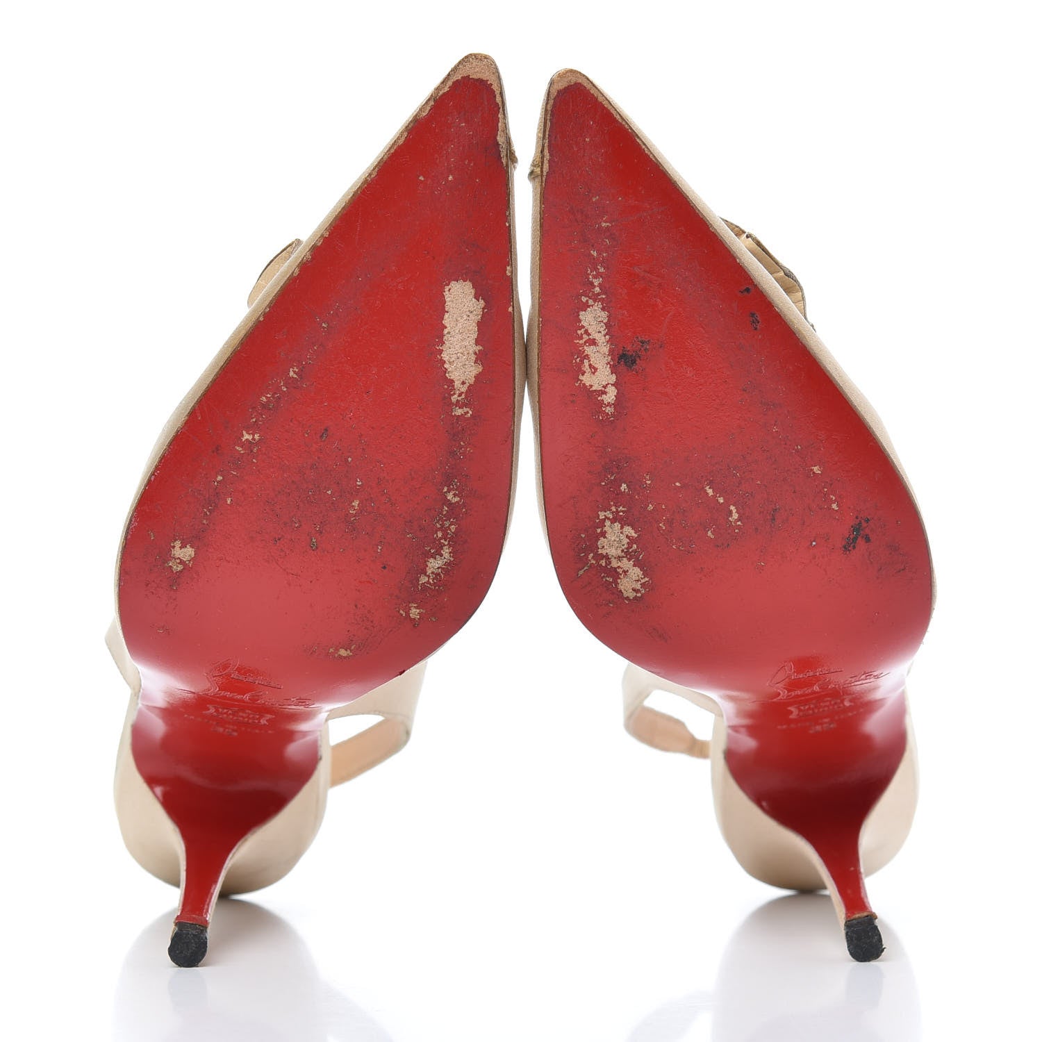Christian Louboutin Satin Slingback Pumps 35 Beige 6 of 9
