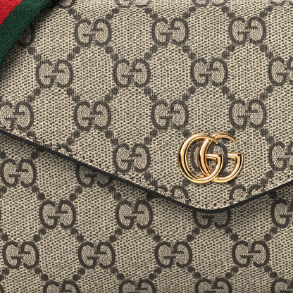 Gucci GG Supreme Monogram Textured Dollar Calfskin Web Mini Ophidia Envelope Shoulder Bag Beige Ebony 8 of 10