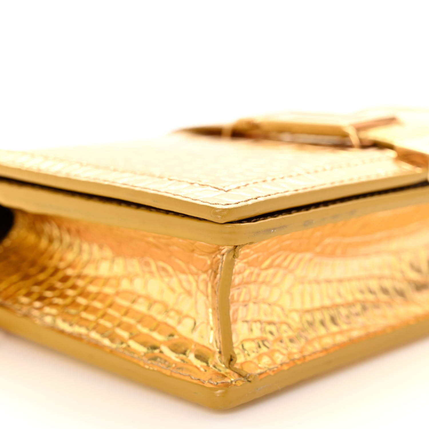 Versace Metallic Crocodile Embossed Calfskin Greca Goddess Wallet On Chain Gold 8 of 10