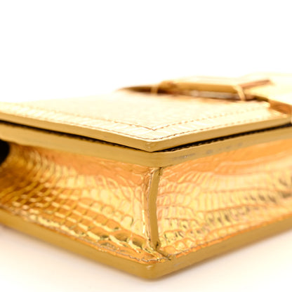 Versace Metallic Crocodile Embossed Calfskin Greca Goddess Wallet On Chain Gold 8 of 10