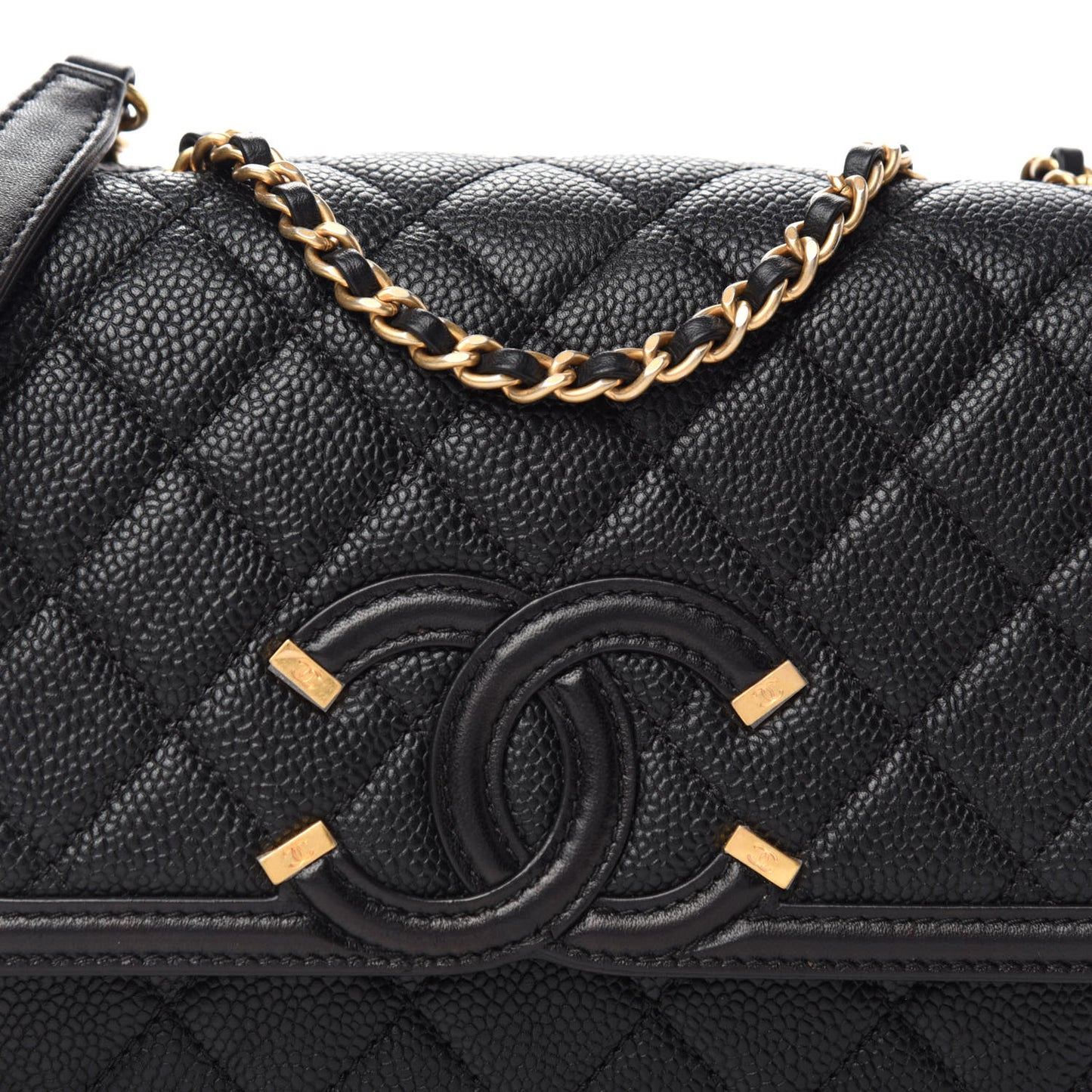Caviar Quilted Small CC Filigree Flap Black