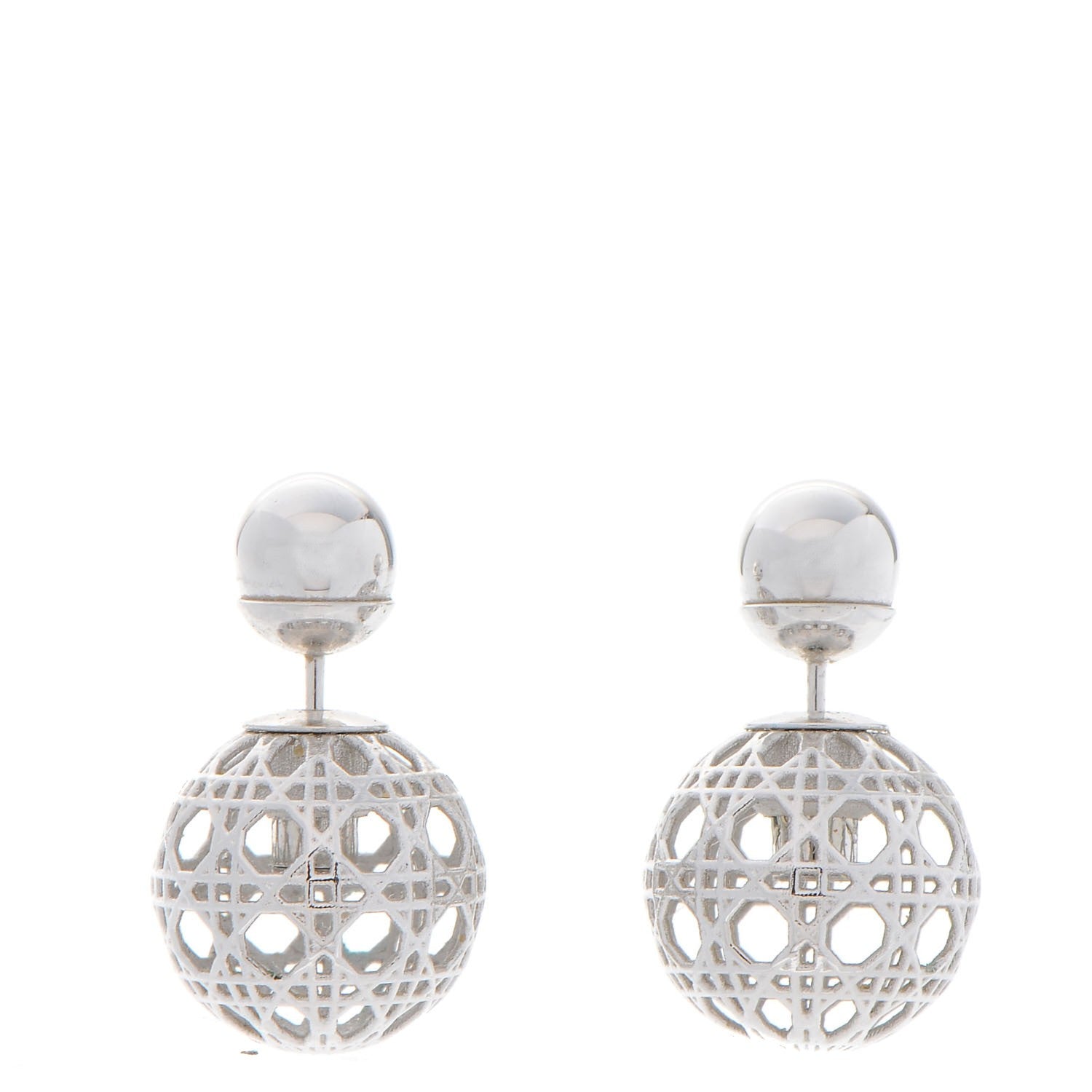 Christian Dior Cannage Mise En Dior Tribal Earrings Silver 1 of 5