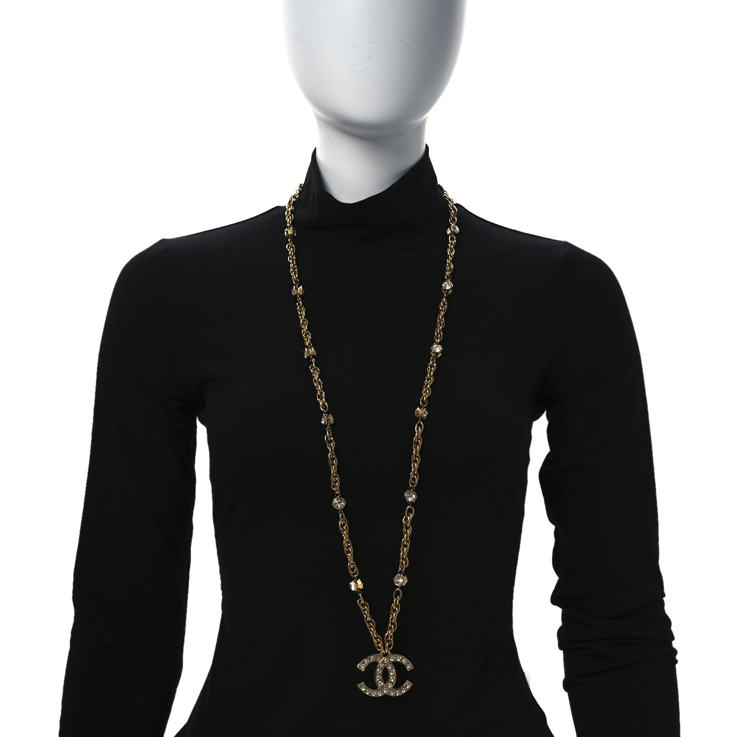 Chanel Crystal Hexagon CC Necklace Gold 3 of 7
