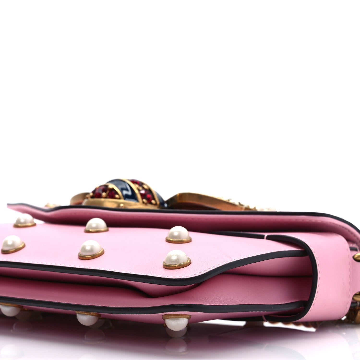 Gucci Nappa Pearl Studded Mini Queen Margaret Broadway Shoulder Bag Sugar Pink 10 of 10