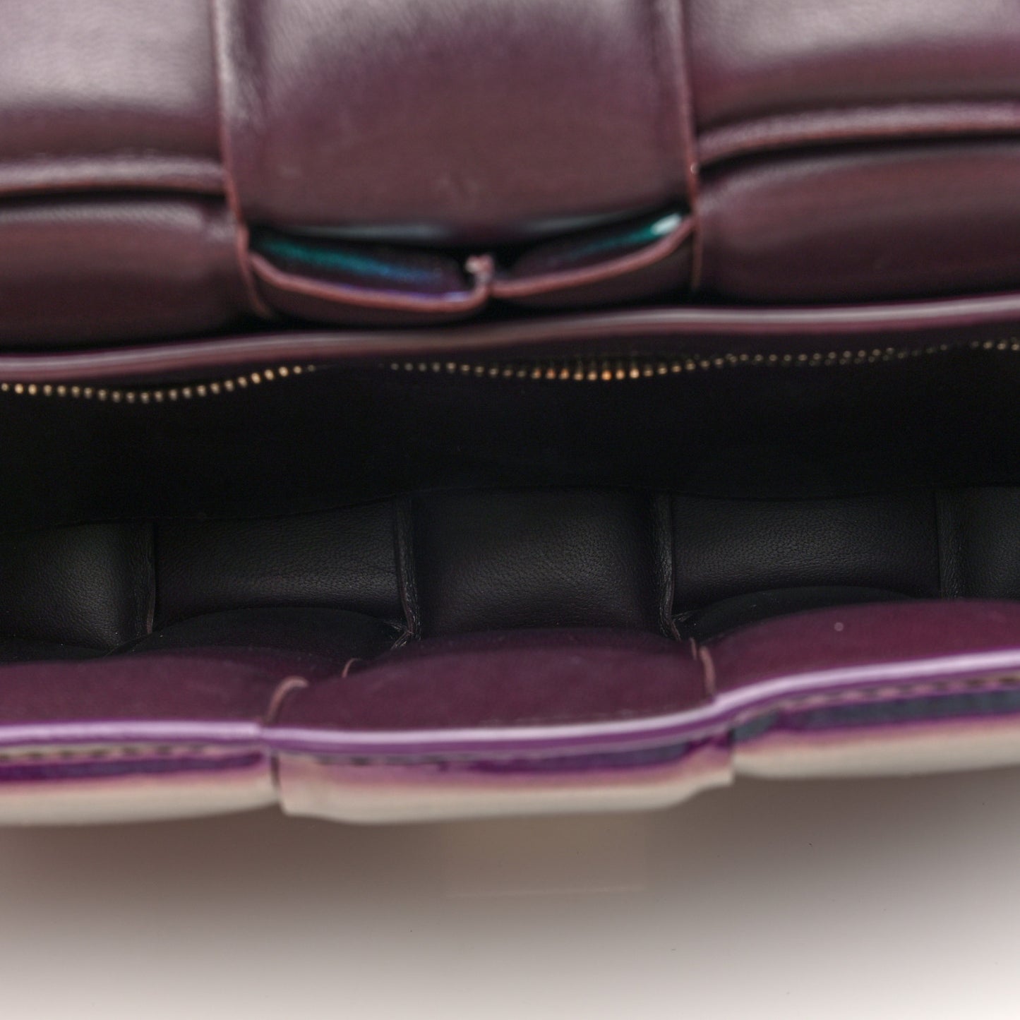 Glossy Nail Polish Nappa Maxi Intreccio Padded Cassette Crossbody Bag Holographic