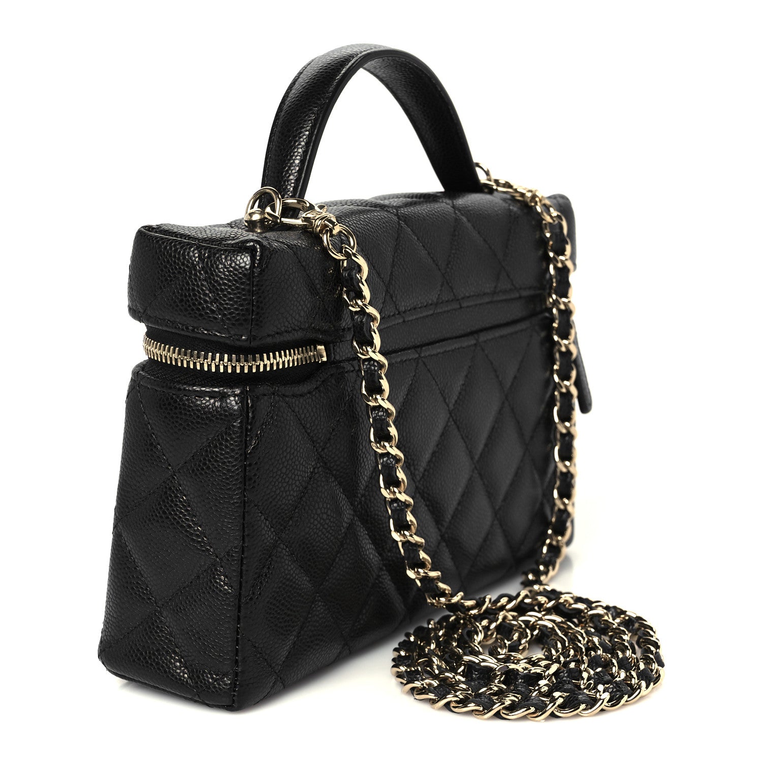 Chanel Caviar Quilted Top Handle Slim Vanity With Chain Black 3 of 11