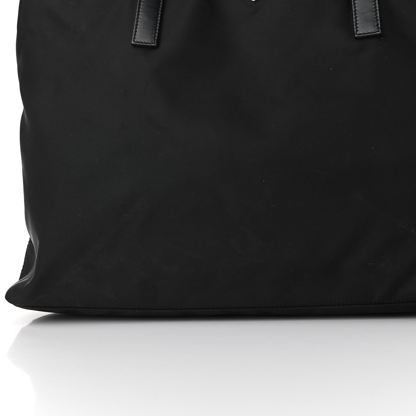 Tessuto Nylon Calfskin Shopping Tote Black