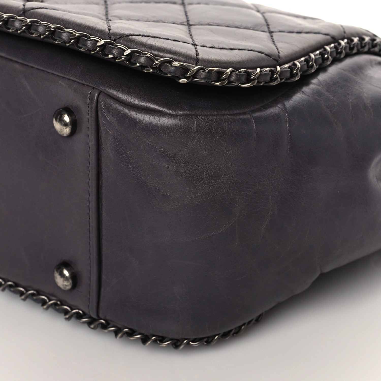 Chanel Calfskin Quilted Small CC Enchained Accordion Flap Grey 9 of 9