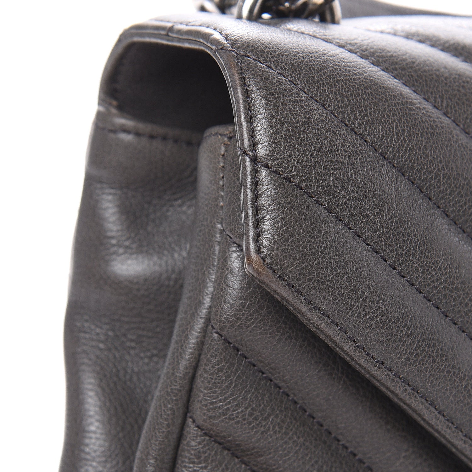 Saint Laurent Sheepskin Matelasse Chevron Monogram Medium College Bag Light Coal 12 of 17