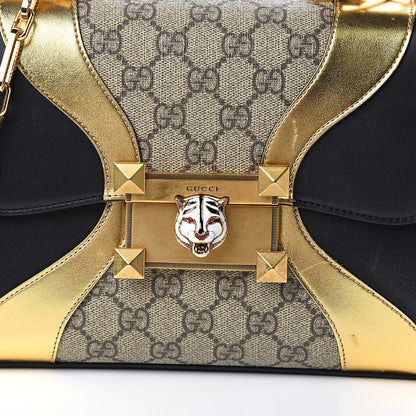 Gucci GG Supreme Monogram Small Osiride Top Handle Bag Black Gold 13 of 15