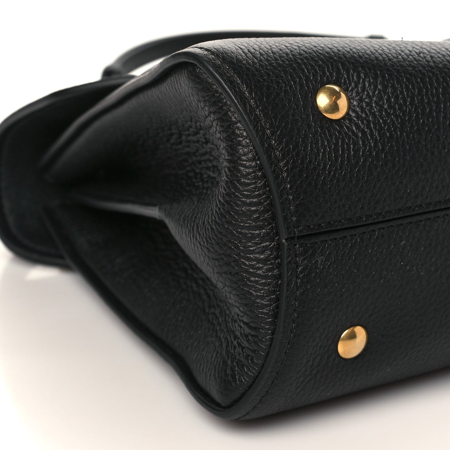 Grain Calfskin Gancini Small Top Handle Bag Black