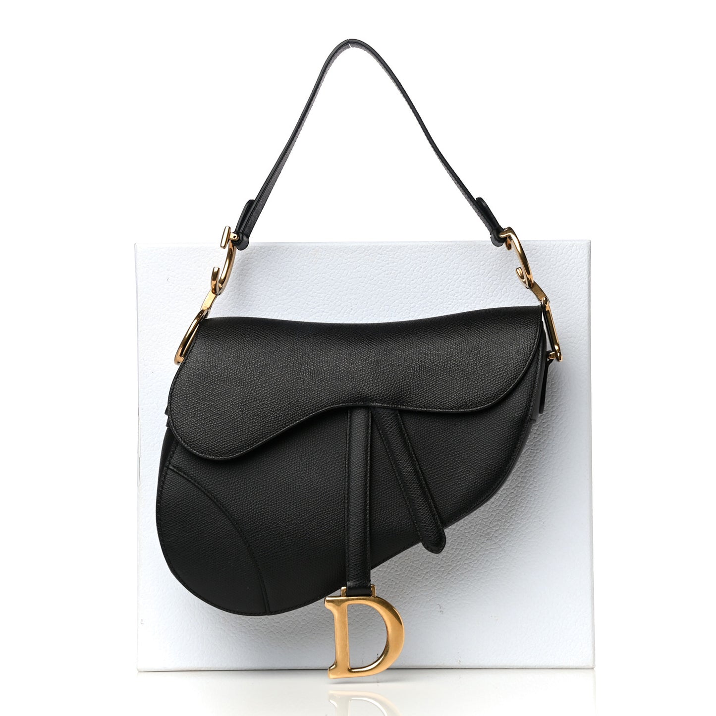 Grained Calfskin Saddle Bag Black