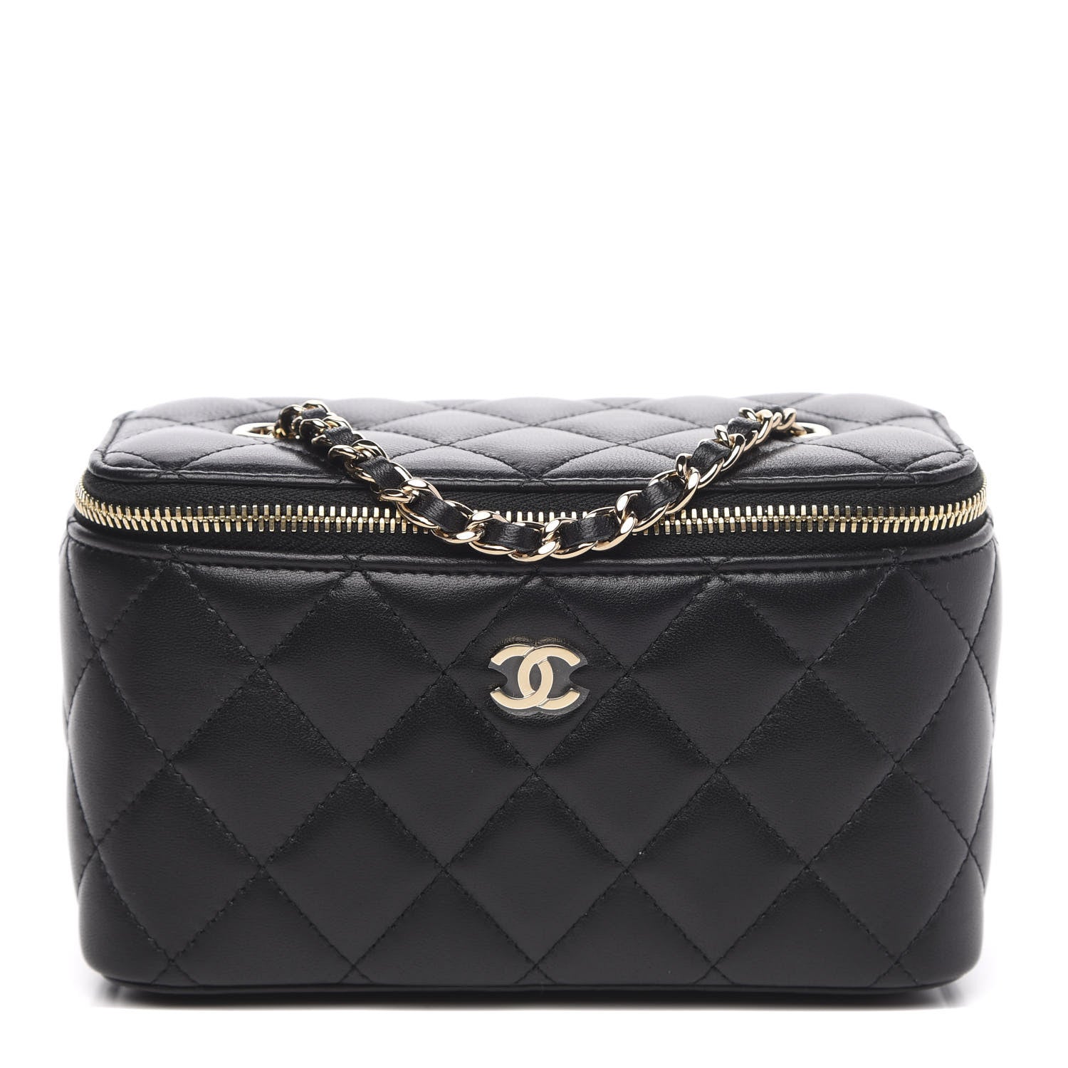 Chanel Lambskin Quilted Small Vanity Case With Chain Black 1 of 10