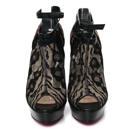 Christian Louboutin Lace Calf Hair Leopard Bridget 140 Ankles Booties 39 Black 2 of 8
