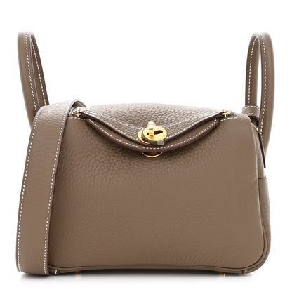 Hermes Taurillon Clemence Mini Lindy 20 Etoupe 1 of 12