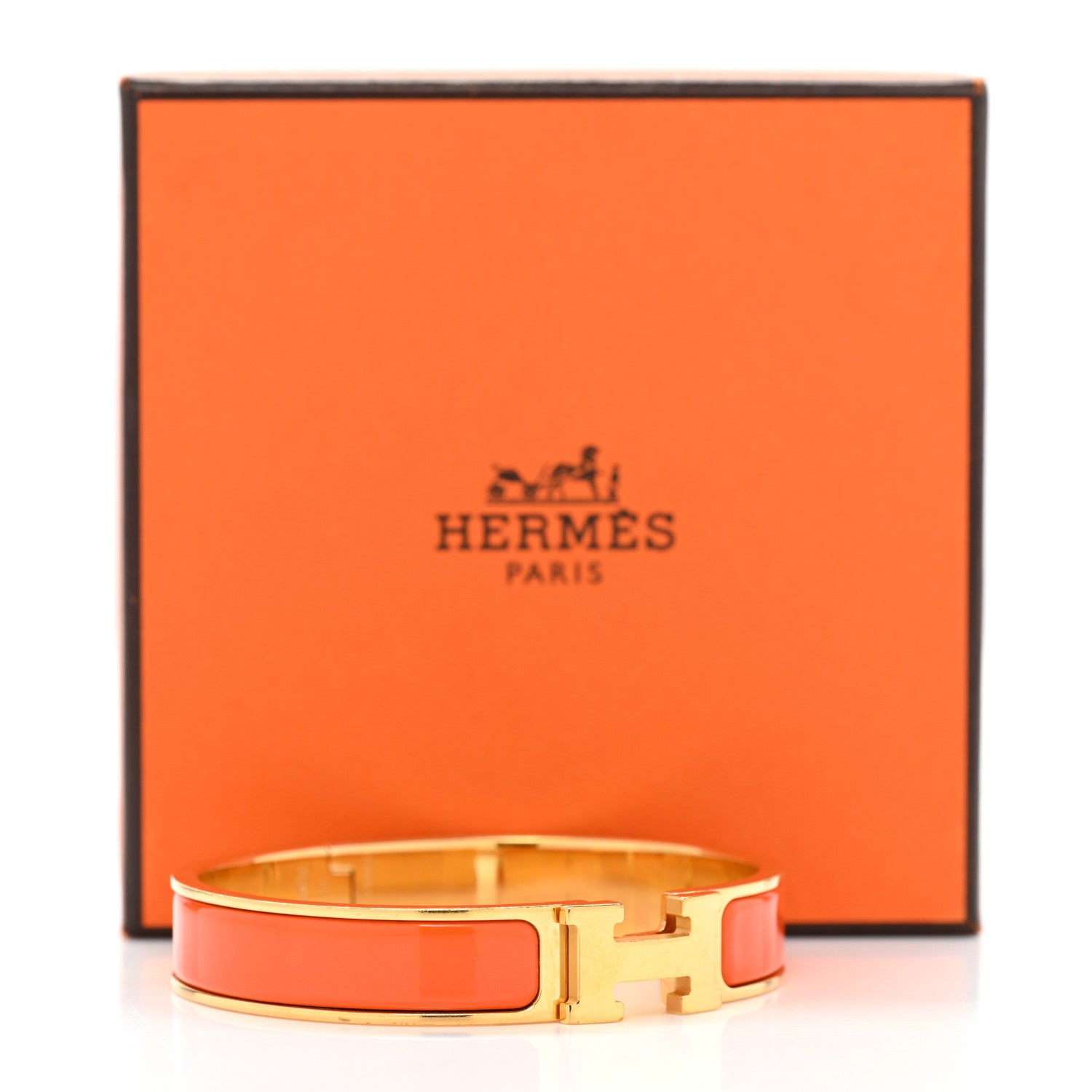 Hermes Enamel Narrow Clic Clac H Bracelet PM Orange 5 of 5