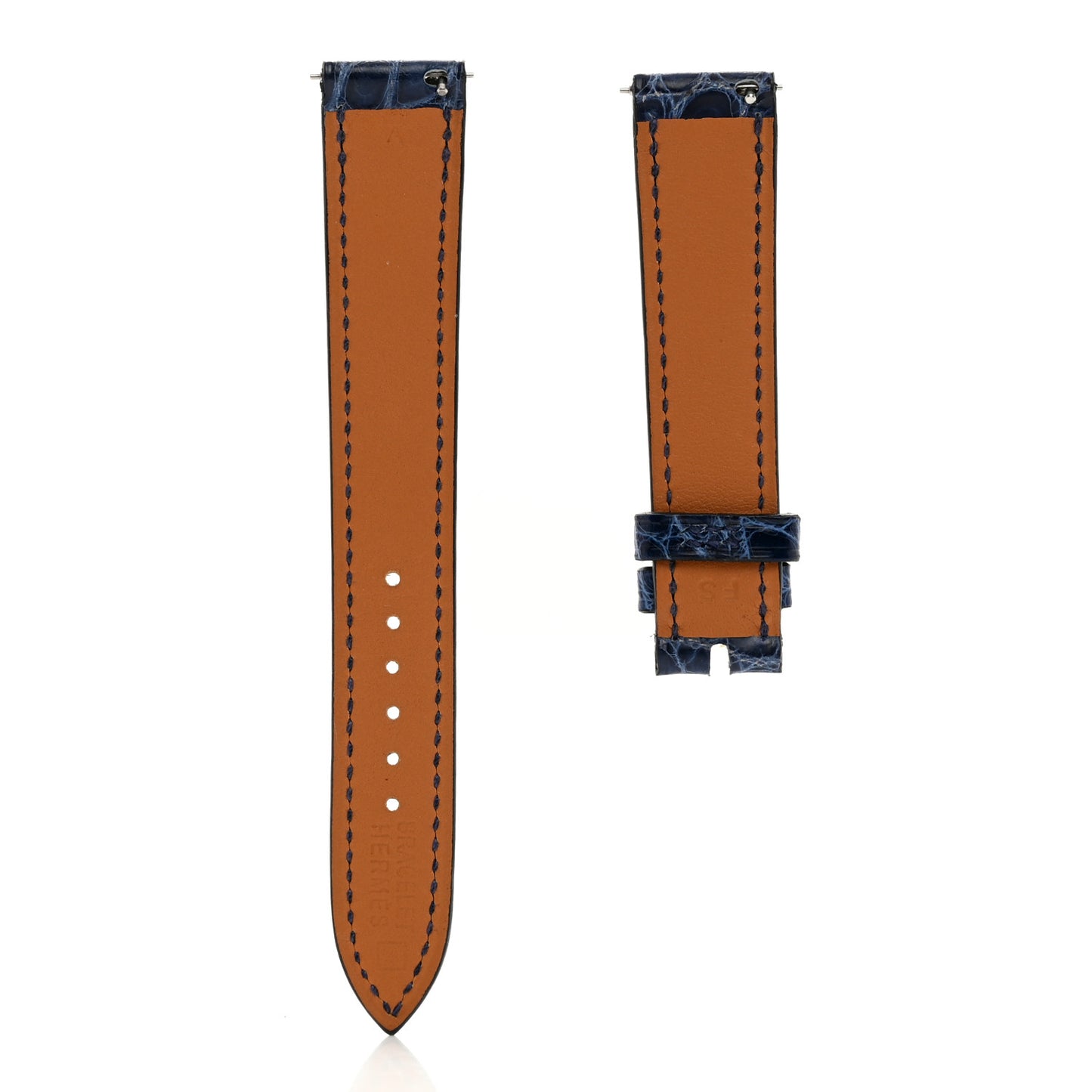 Shiny Alligator Heure H Hour Watch Strap Bleu Roi