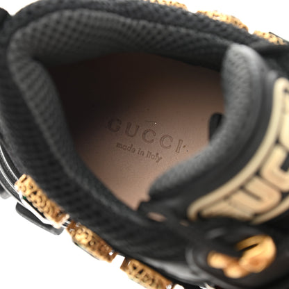 Gucci X SEGA Mesh Suede Calfskin Removable Crystals Womens Flashtrek Sneakers 36 Black Silver 7 of 9