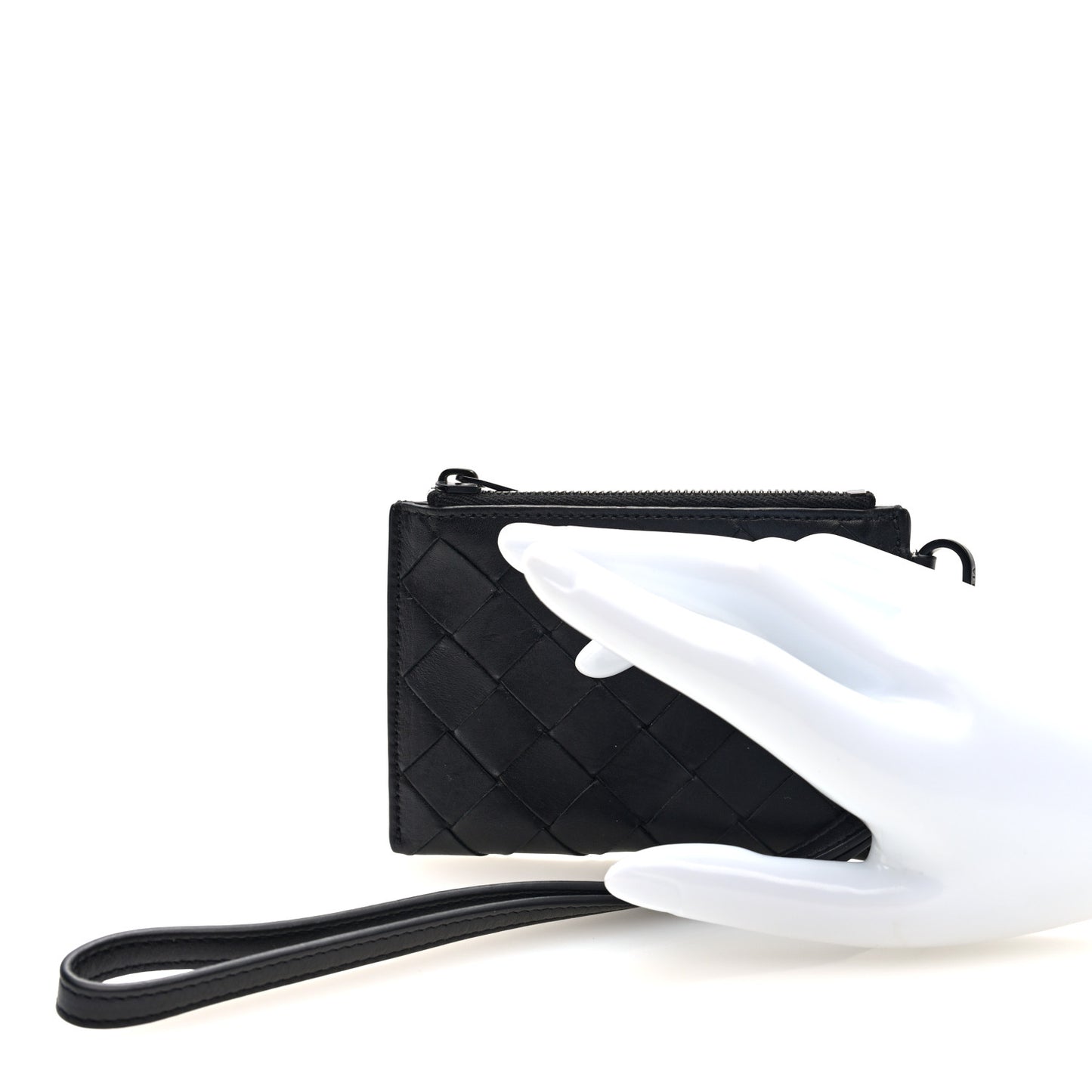 Nappa Intrecciato Wristlet Card Holder Black