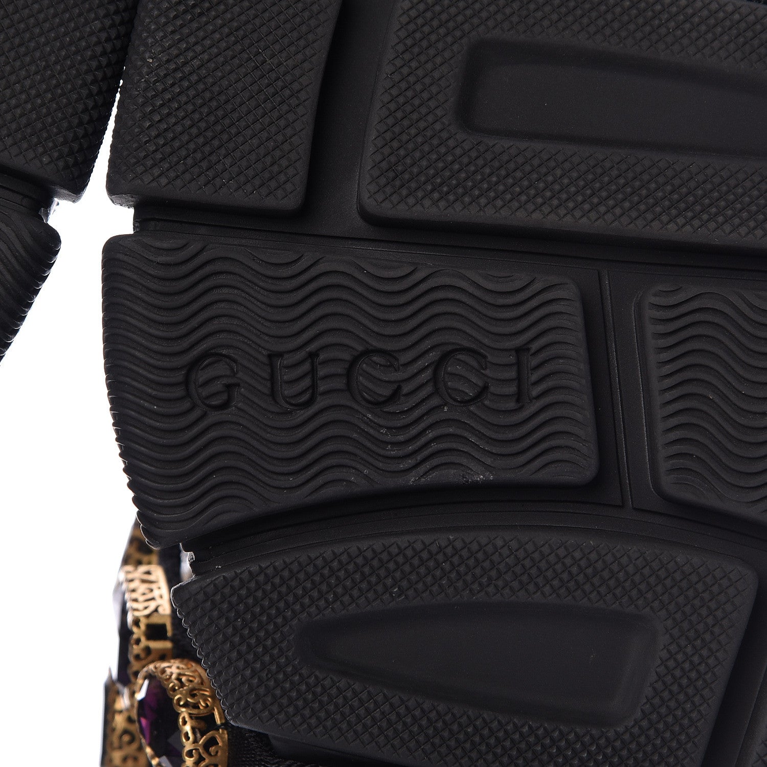Gucci X SEGA Metallic Calfskin Mesh Removable Crystals Womens Flashtrek Sneakers 37.5 Silver Black 6 of 9