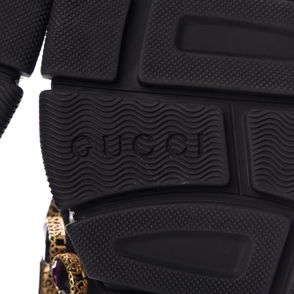 Gucci X SEGA Metallic Calfskin Mesh Removable Crystals Womens Flashtrek Sneakers 37.5 Silver Black 6 of 9