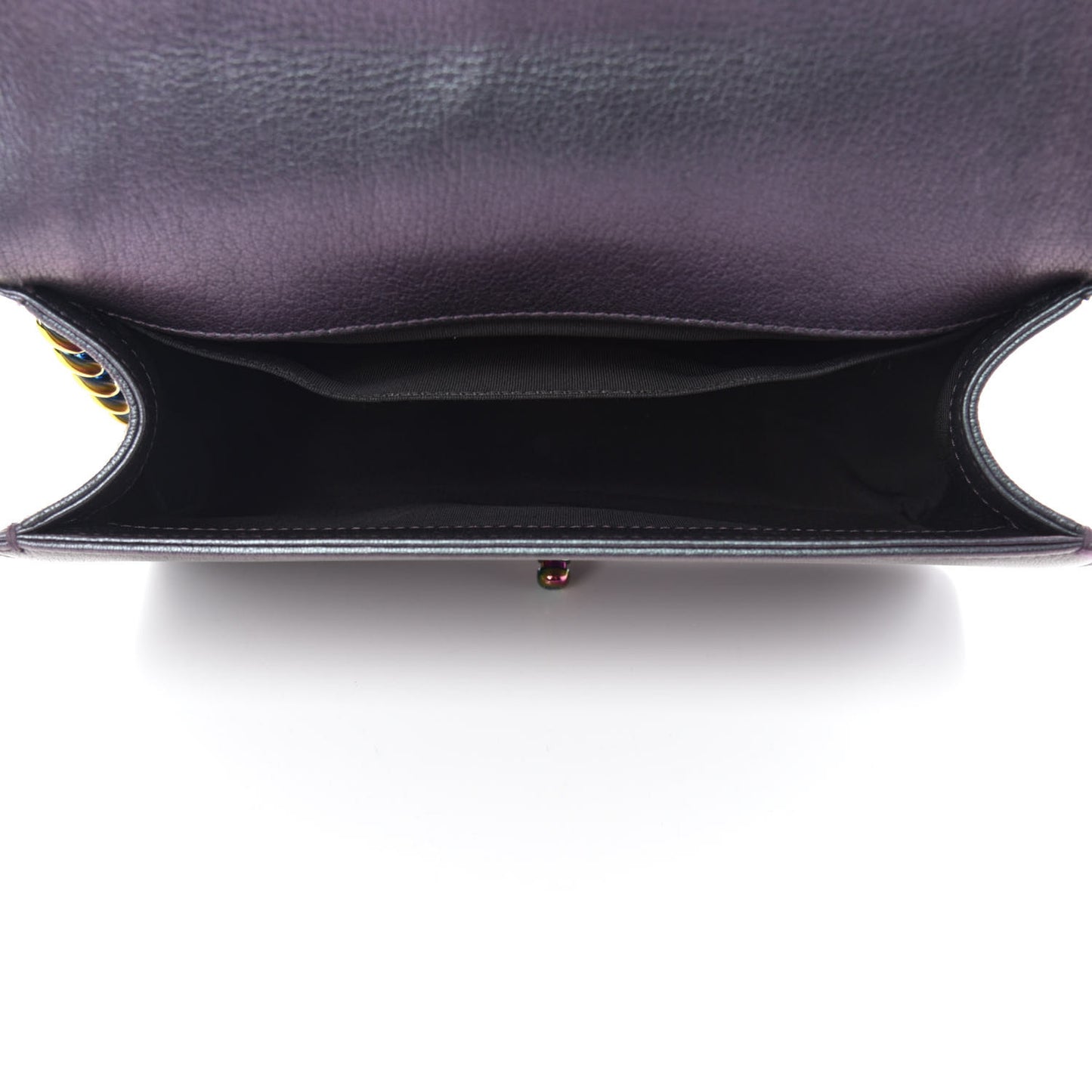 Iridescent Goatskin Quilted Medium Boy Flap Purple