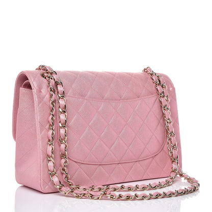 Chanel Iridescent Caviar Quilted Jumbo Double Flap Rose Pink 3 of 10