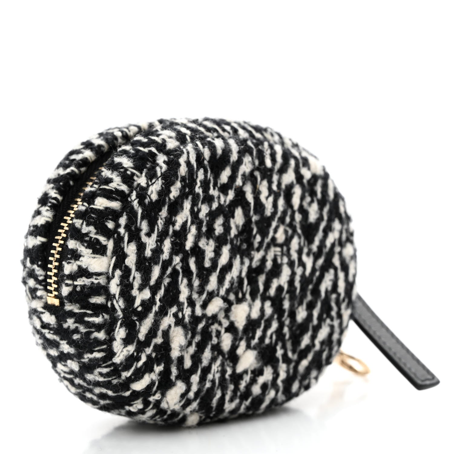 Chanel Tweed Shearling Round Clutch With Chain and Coin Purse Black and White 13 of 19
