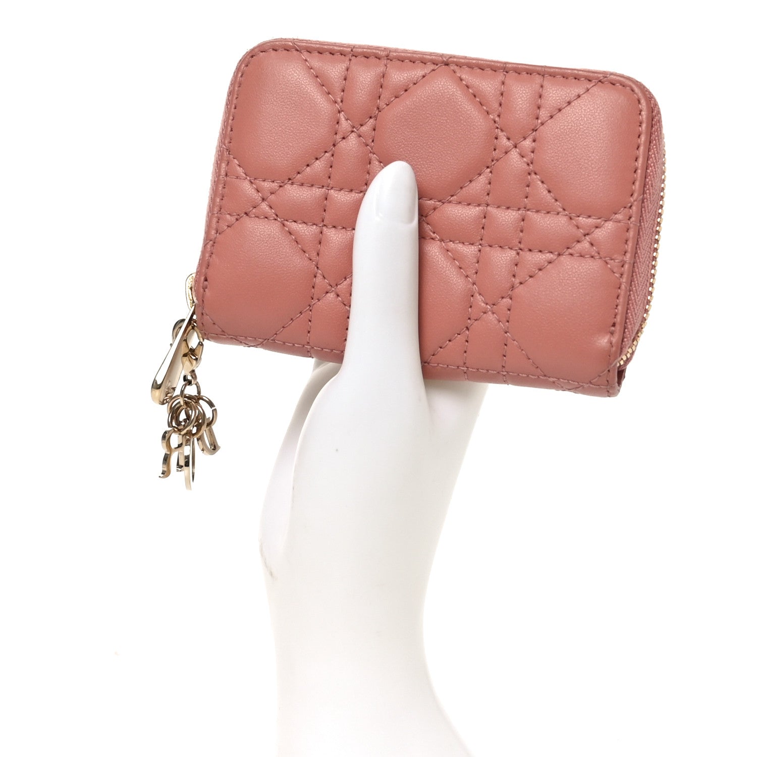 Christian Dior Lambskin Cannage Small Lady Dior Voyageur Coin
