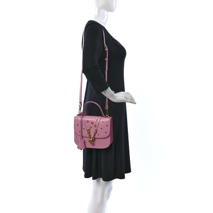 Versace Vitello Barocco Crystal Virtus Small Top Handle Shoulder Bag Rosa 2 of 8