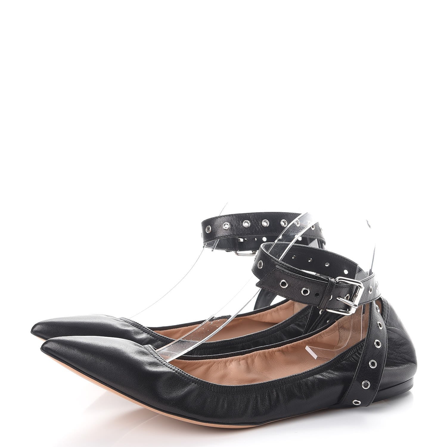 Valentino Garavani Lambskin Love Latch Ankle Wrap Flats 41 Nero Black 3 of 11