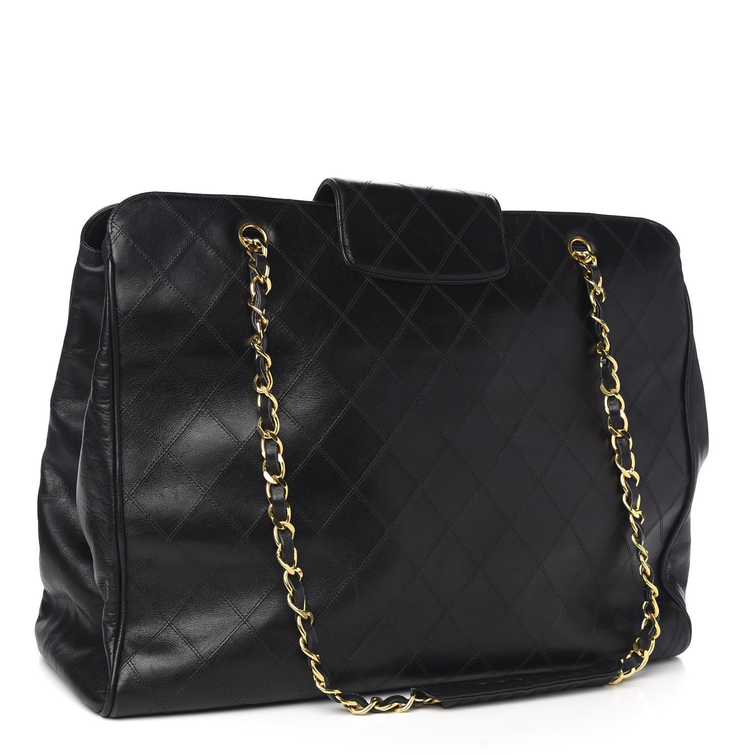 Chanel Calfskin Stitched XL Weekender Black 2 of 10