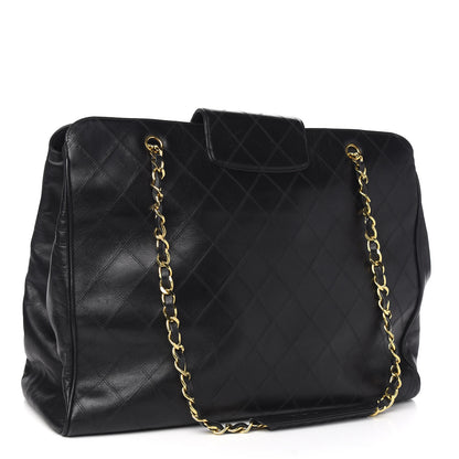 Chanel Calfskin Stitched XL Weekender Black 2 of 10