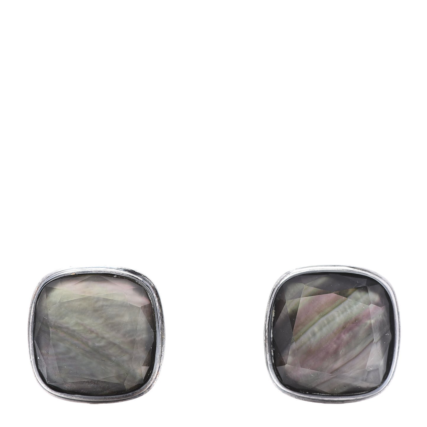 Sterling Silver Black Mother of Pearl Square Cufflinks