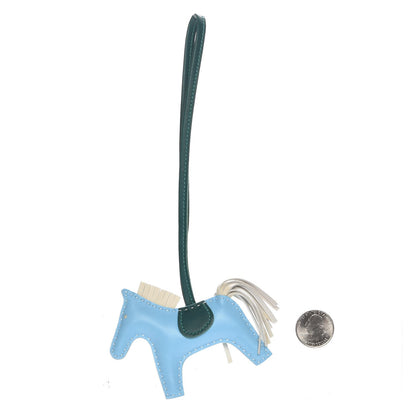 Hermes Milo Lambskin Grigri Rodeo Horse Bag Charm PM Celeste Malachite Craie 2 of 4